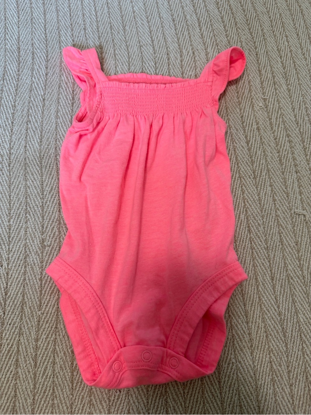 Carter's Bright Pink Ruffle Strap One-Piece Bodysuit